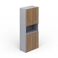 Шкаф для документов (4 двери+ниша, 4 полки, ручки - хром) Mahia Executive EMHS837